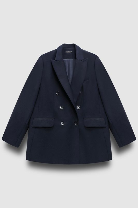 Жакет двубортный, темно-синий