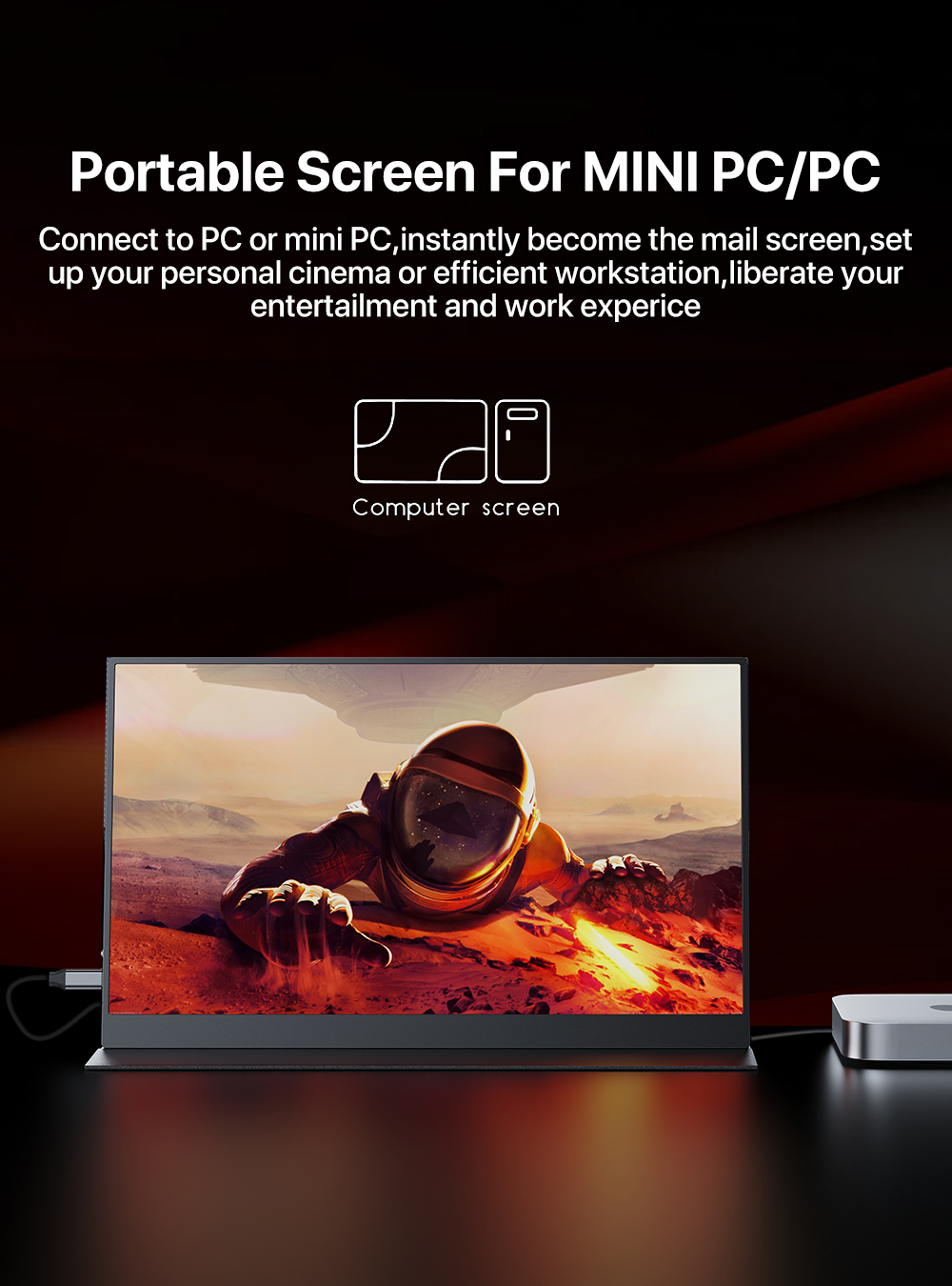17.3" Портативный монитор с магнитным чехлом Uplays K8 FHD IPS 1920x1080, 144 Гц