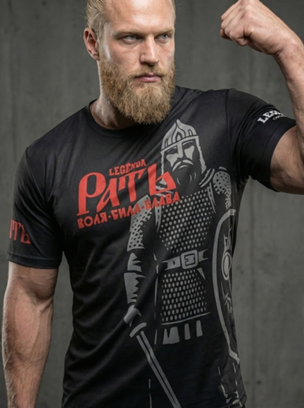 Рашгард с коротким рукавом черный LEGENDA Рать2 красная