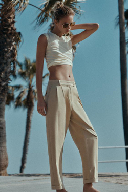 ZARA БРЮКИ ЧИНОС С ОТВОРОТАМИ, СВЕТЛЫЙ ЖЕЛТО-КОРИЧНЕВЫЙ