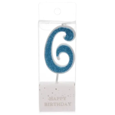 Свеча для торта Цифра Иллюзия «6» 9.5 см, голубой