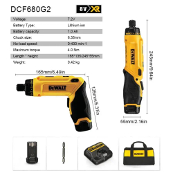 DEWALT Электрическая отвертка 7,2 В, с двумя батареями и сумка для инструментов,Складная перезаряжаемая литиевая аккумуляторная электрическая дрель-отвертка DCF680G2