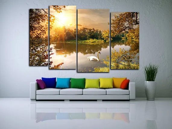 Модульная картина "Белый лебедь"