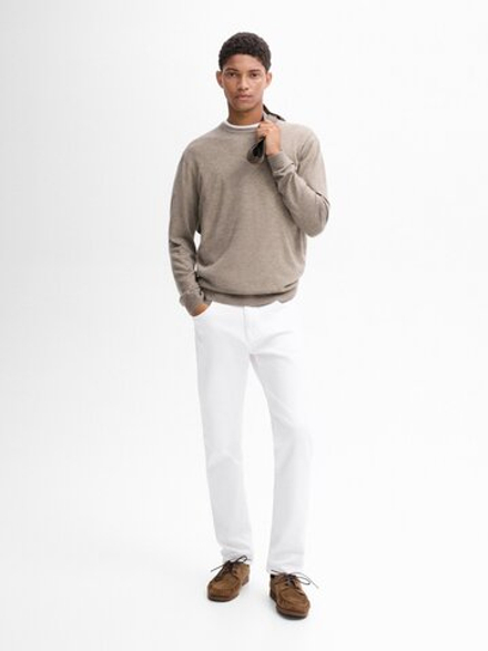 Massimo Dutti Свитер из смесовой шерсти с круглым вырезом, норка