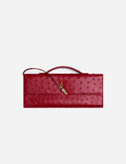 Клатч Bottega Veneta Andiamo Ostrich Dark red