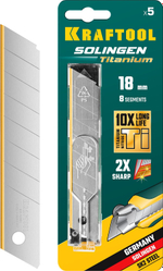 KRAFTOOL SOLINGEN Titanium 18 мм лезвия сегментированные с покрытием TiN, 8 сегментов, 5 шт