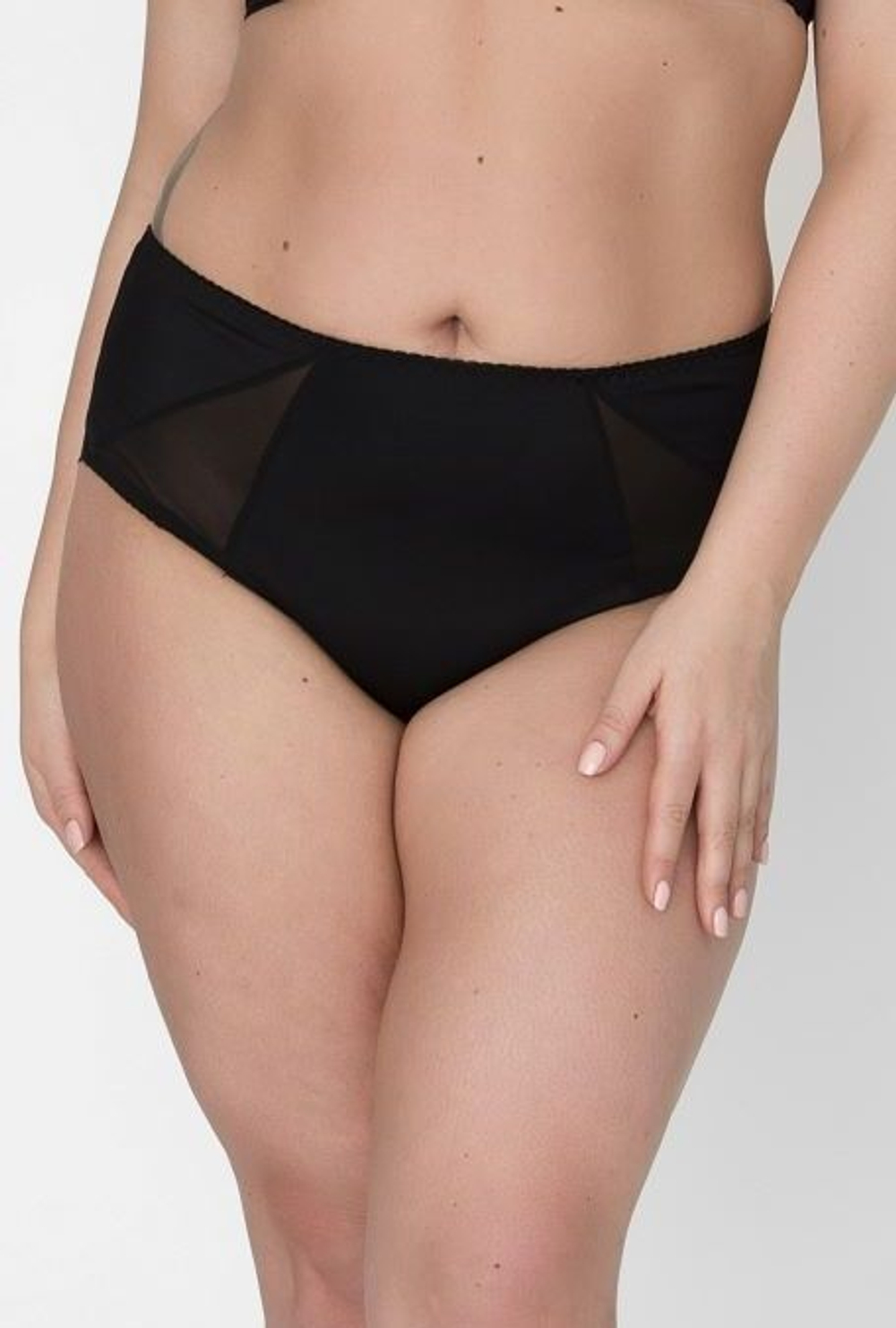 Высокие трусики из микрофибры и сетки (Размер: 6X) (Цвет: черный)