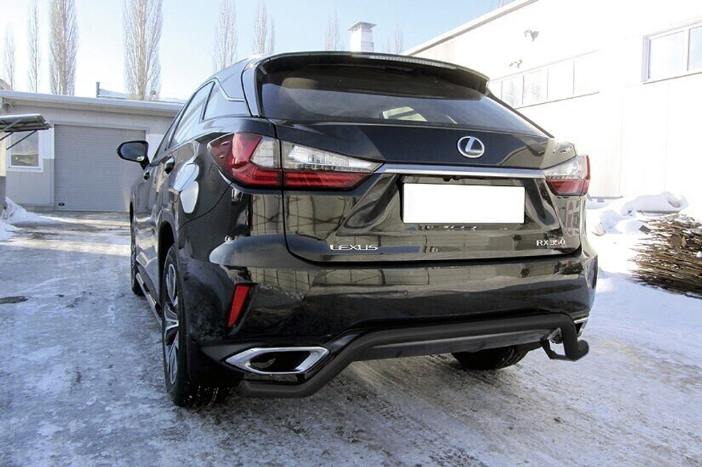Защита заднего бампера Lexus RX-350 (2015-2019) d57 волна серебристая