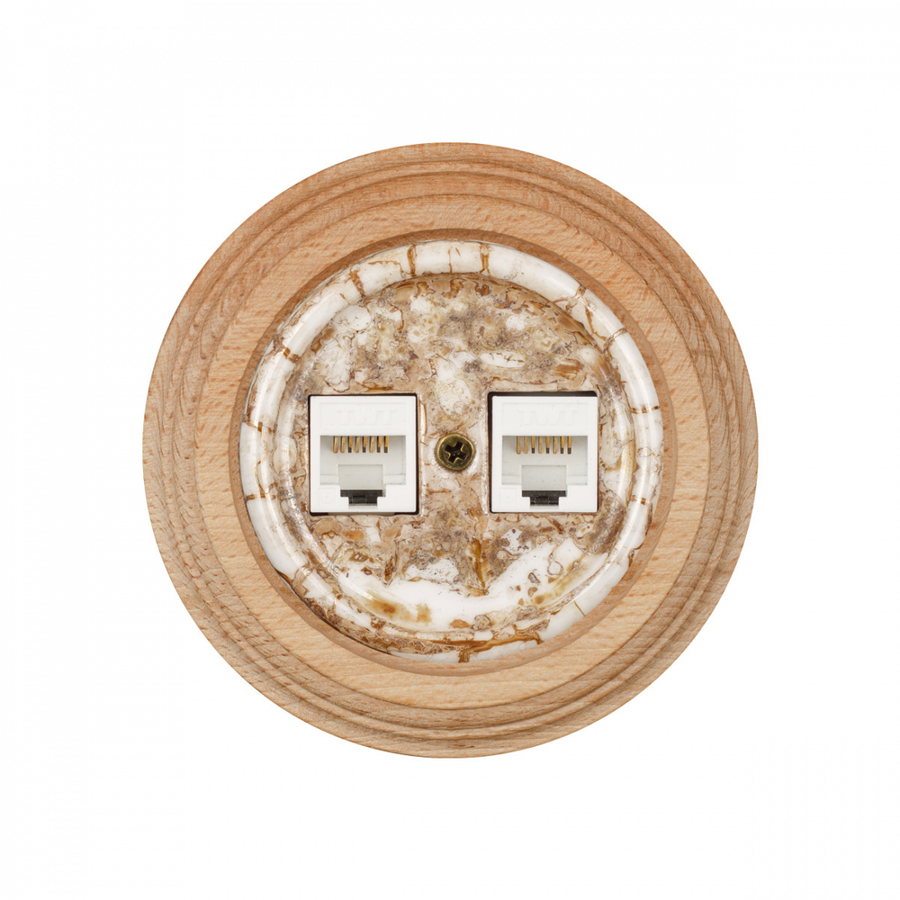 Розетка RJ45 информационная двойная, керамика, цвет мрамор B1-302-09