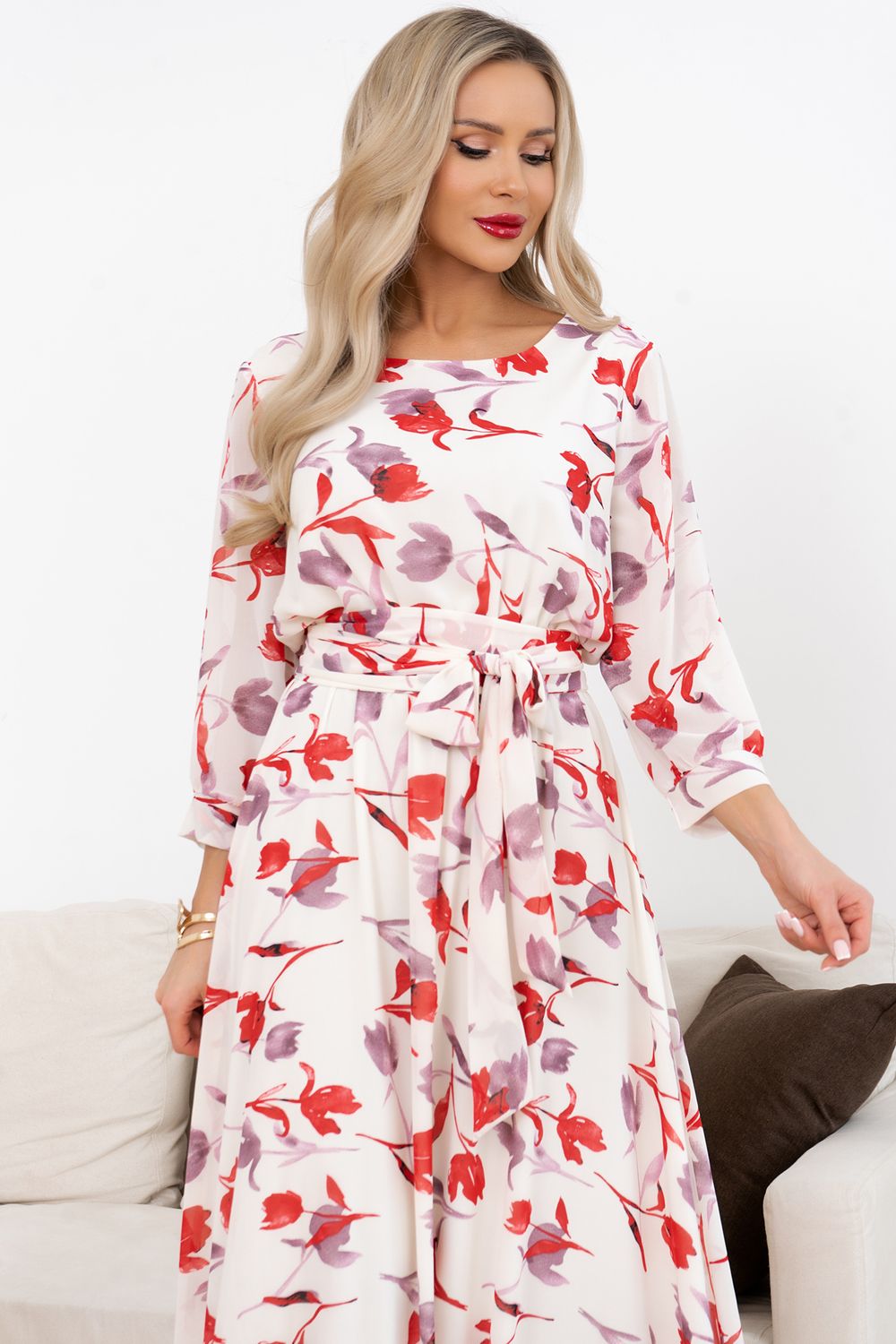 Платье Марго (айвори/тюльпаны) Р11-1245/3 Nikol (Акция)