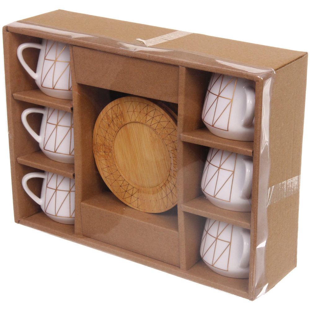 Кофейный набор 12 предметов «Скарлетт» (6 кружек 90мл+6 блюдец), треугольники