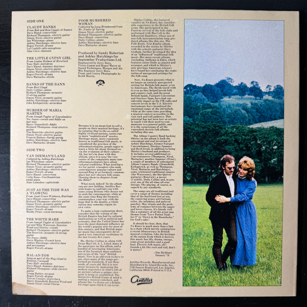 Shirley Collins And The Albion Country Band ‎– No Roses (США 1976г.) Т