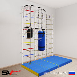 Шведская стенка Sv Sport усиленная 67570 (Турник стандарт/Брусья/Канат/Лестница/Цепь/Мешок 30кг/Мат 2м/Канатный лаз)