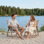 Кресло складное с подлокотниками до 100 кг DC-6006, 54*50*78 см, цвет: бежевый, каркас алюминий, ТуристМастер