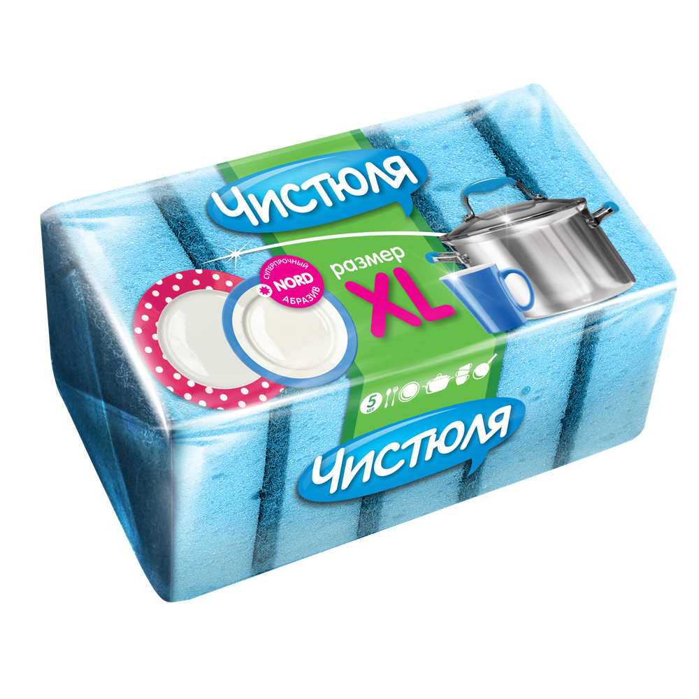 ЧИСТЮЛЯ Губка д/пос. XL 5шт/уп