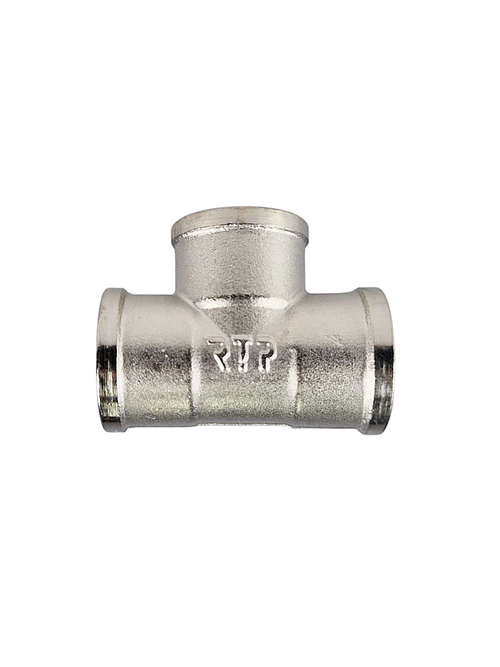 Тройник, латунь, внутренняя/внутренняя/внутренняя резьба 1/2", никель, RTP