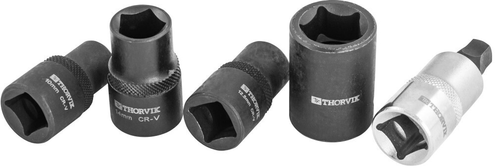 PBCSS5 Набор головок торцевых и насадки со вставкой-битой с пятигранным профилем для обслуживания тормозных механизмов 1/2"DR, 5 предметов