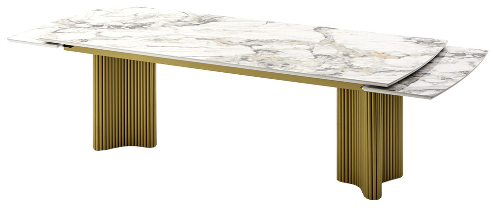 Стол М-City DISAUR Адажио-2 240 (320) См Арктика (Arctic Ocean), керамика, Золотой каркас
