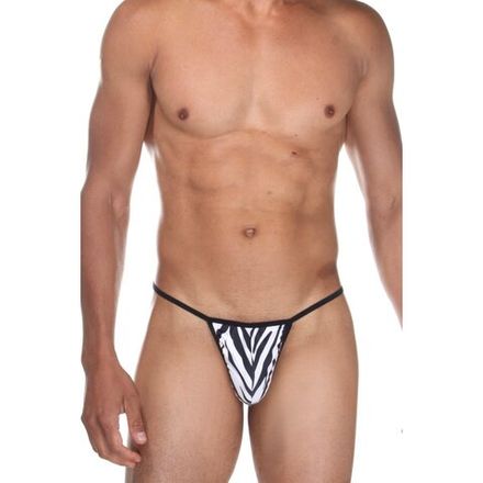 Мужские трусы стринги белые с принтом "зебра" Cosmos Colors CP01_BW