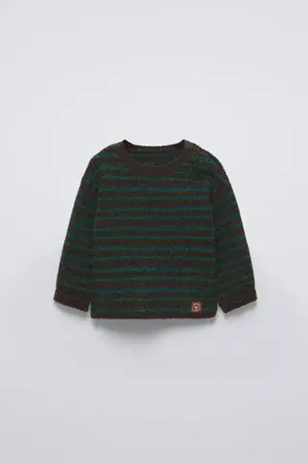 ZARA СВИТЕР В ПОЛОСКУ, КОРИЧНЕВЫЙ/ЗЕЛЕНЫЙ
