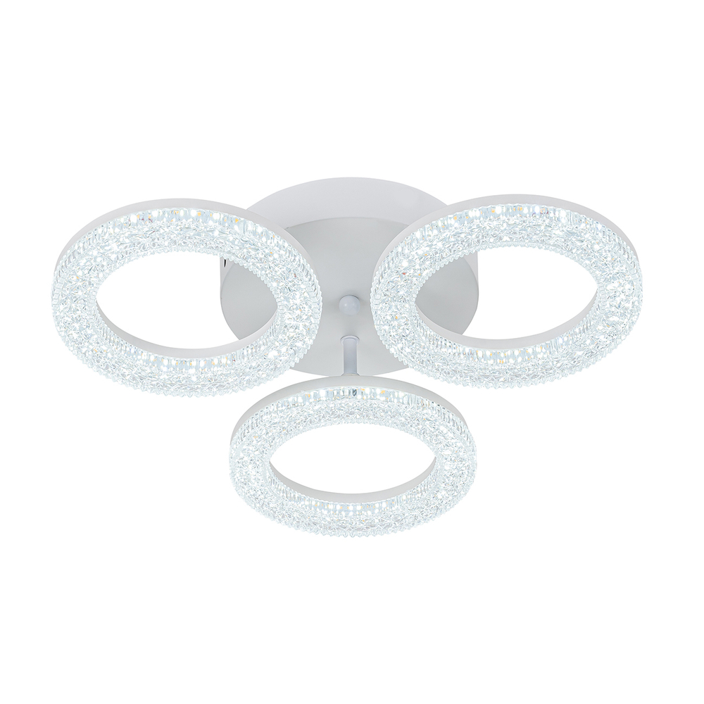 Потолочный светодиодный светильник 60Вт, 4396Лм, 3000-6500К, Ra>80,  плавная регулировка мощности, изменение цветовой температуры, ночник,  металл/акрил, белый