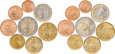 Франция 1999 - 2006 набор евро Старая карта XF-UNC