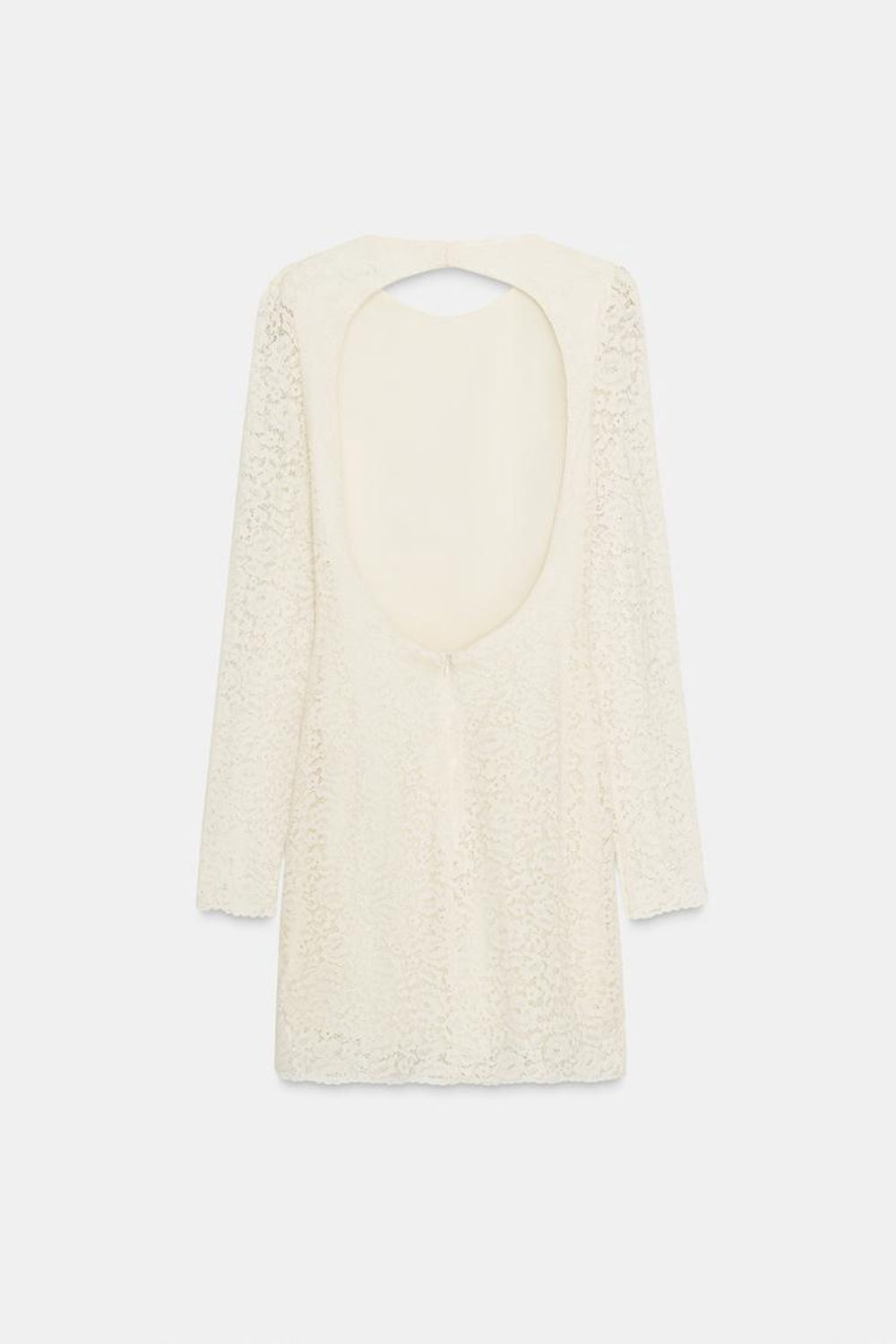 ZARA КОРОТКОЕ КРУЖЕВНОЕ ПЛАТЬЕ, ЖЕЛТОВАТО-БЕЛЫЙ