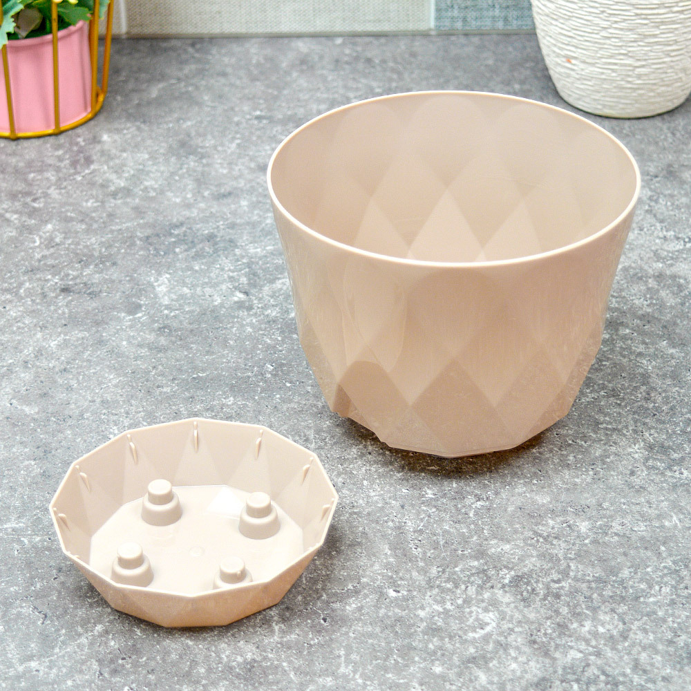 Горшок цветочный Laurel 1,3л d145мм с поддоном (бежевый)