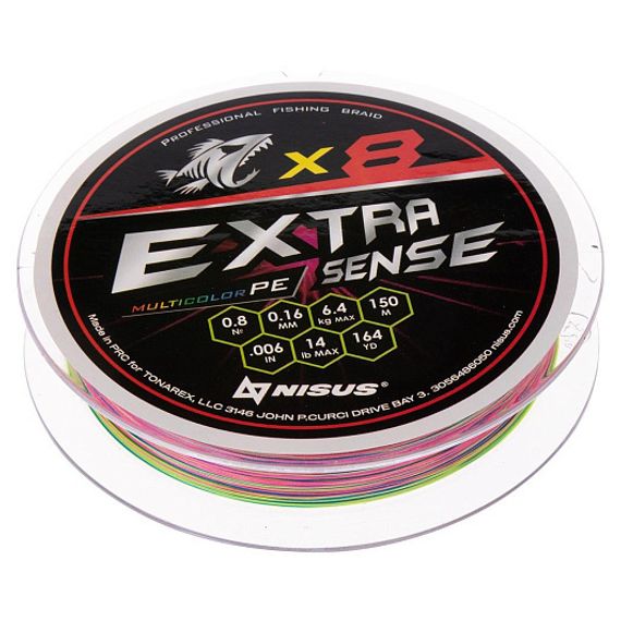 Шнур Extrasense X8 PE Multicolor 150m 0.8/14LB 0.16mm (N-ES-X8-0.8/14LB) NISUS