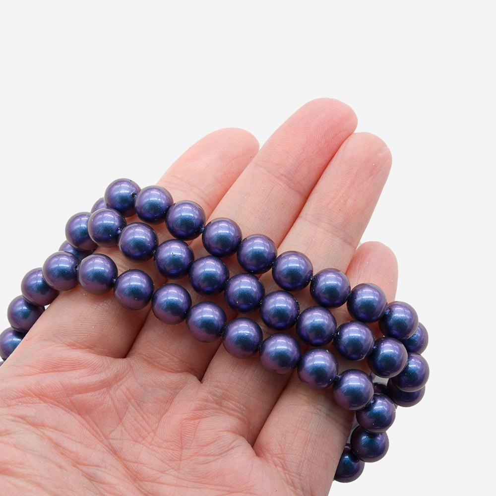 Хрустальный жемчуг, оттенок "Sapphire", шар 8мм, перламутрово-сатиновое улучшенное покрытие