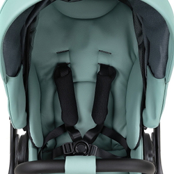 Детская коляска Roan Esso 2025 Кожа 3 в 1 с автокреслом Tutis Elo Lux EduSky Black ESSK/214/1 Misti Mint/Grey/руч.Черный