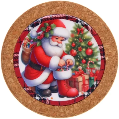 Подставка под кружку 10см «Дед Мороз с подарками»