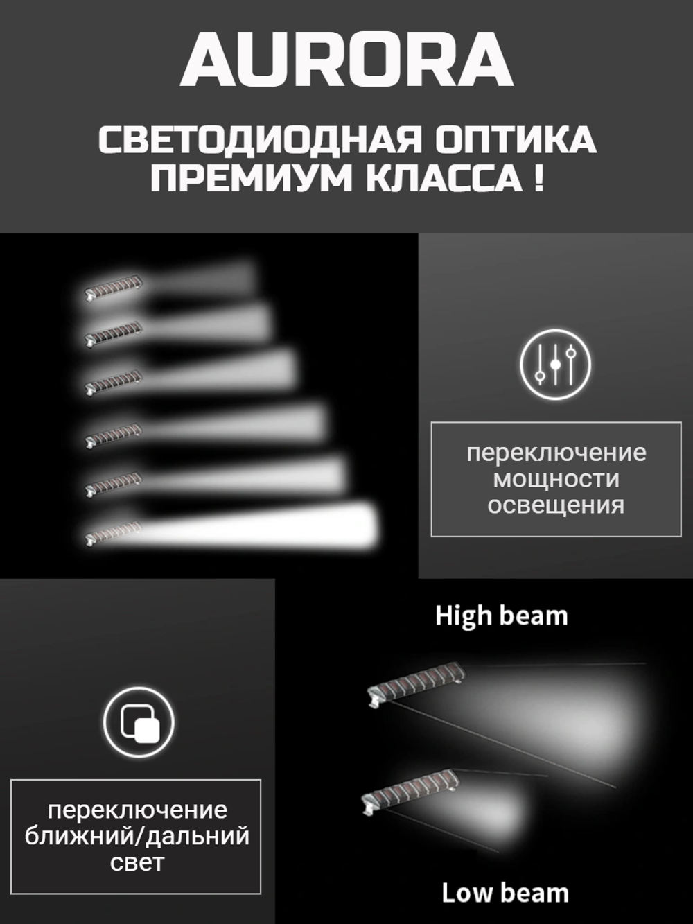 Светодиодная балка, люстра Aurora комбинированный свет с DRL RGB-подсветкой