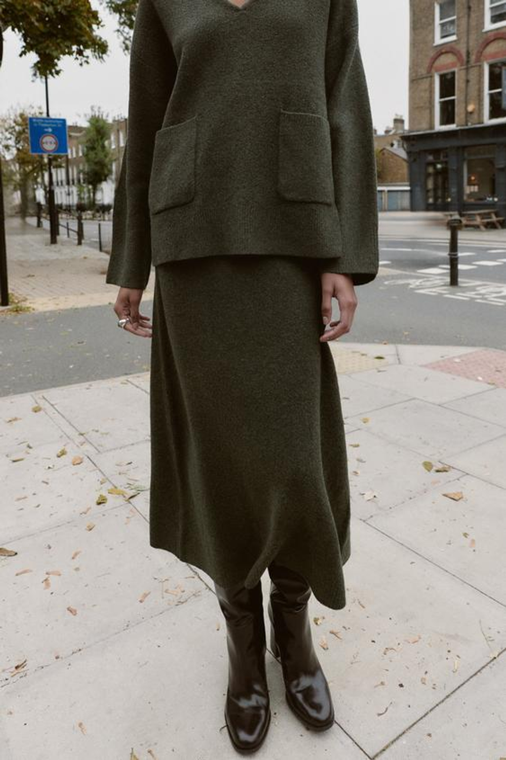 ZARA ЮБКА МИДИ ИЗ МЯГКОГО ТРИКОТАЖА, ЗЕЛЕНЫЙ МЕЛАНЖ