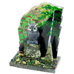 Сувенир "Сова в лесу" камень змеевик 90х100х120 мм 660 гр. R116144