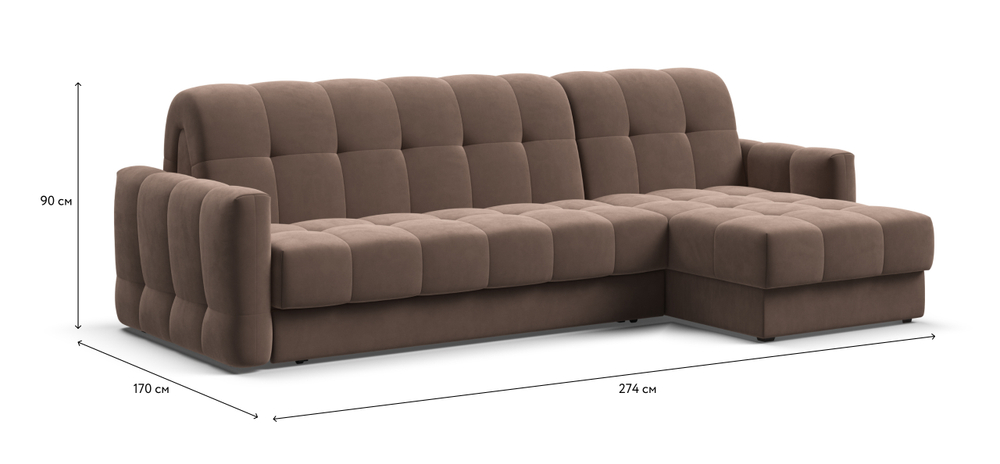 Угловой диван Босс Слип 160 Велюр Монолит Мокко