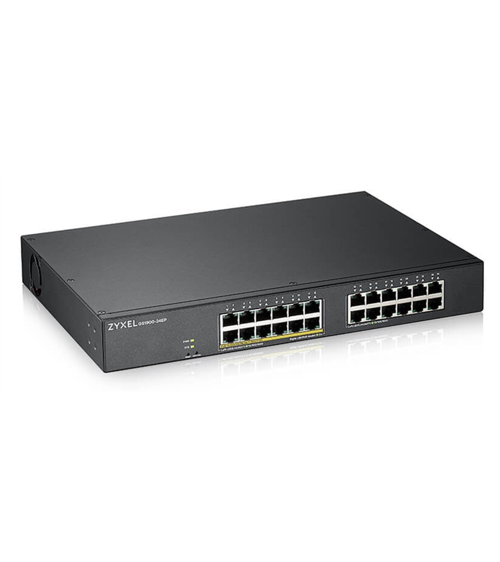 Smart L2 коммутатор PoE+ Zyxel GS1900-24EP, rack 19", 24xGE (12xPoE+), бюджет PoE 130 Вт