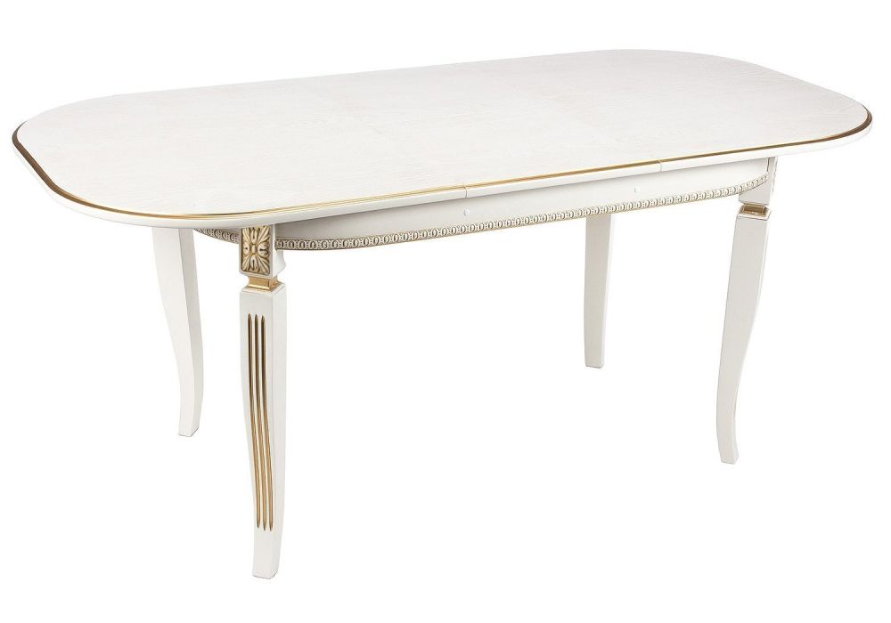 Деревянный стол Romeo 130(170)х85х75 молочный / патина золото