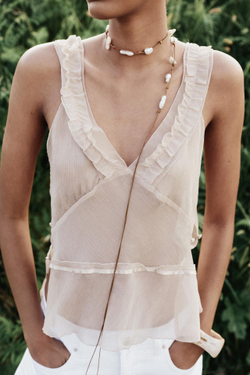 ZARA ТОП В БЕЛЬЕВОМ СТИЛЕ С ПУГОВИЦАМИ, ЦВЕТ РОЗОВОГО МЕЛА