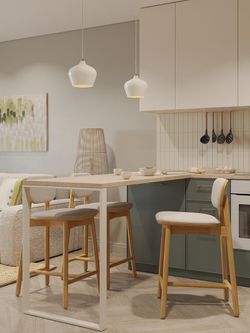 Стул полубарный Saga, рогожка, бежевый