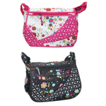 Сумка женская/для девочки Alingar, 250х300х110 мм, "Цветы", рем.через плечо, 1 отделение, влагост. текстиль, внеш. карманы, микс (черн и роз)