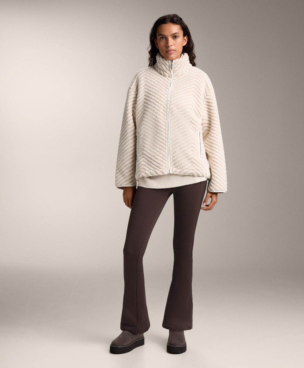 Oysho Куртка из искусственной овчины с узором «ёлочка», экрю