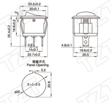 Переключатель KCD1-105 черный
