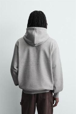 ZARA БАЗОВОЕ ХУДИ HEAVYWEIGHT, СЕРЫЙ МЕЛАНЖ