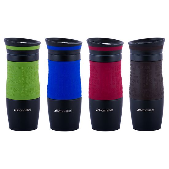 Термокружка 380 мл. из нержавеющей стали Kamille KM 2069A с TPR-вставкой