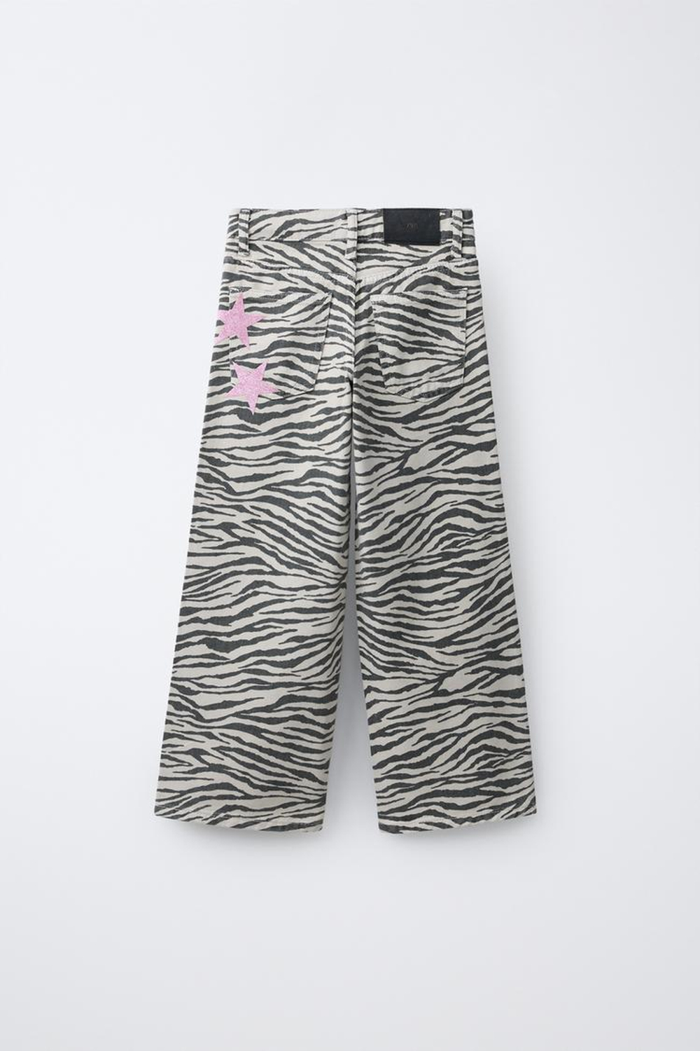 ZARA ДЖИНСЫ WIDE LEG С ПРИНТОМ «ЗЕБРА», СЕРЫЙ МЕЛАНЖ