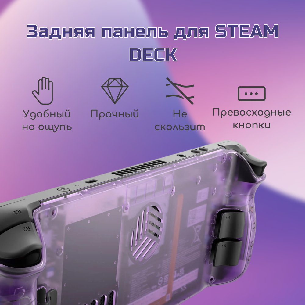 Задняя панель для Steam Deck от JSAUX VENT PC0106B, цвет прозрачный сиреневый (фиолетовый)