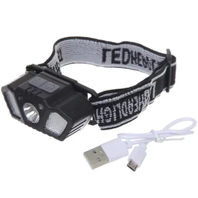 Фонарь налобный 5 режимов, 7LED, аккумуляторная батарея 400mAh USB T03