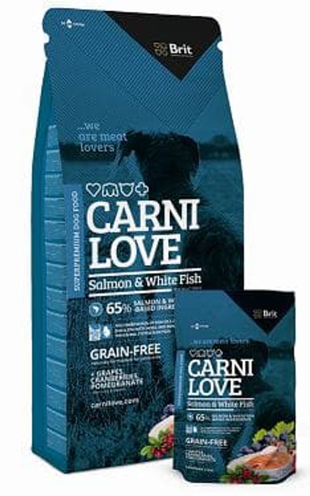 Brit Carnilove 1,5 кг Salmon &amp; White Fish беззерновой с лососем и мясом д/взр. собак