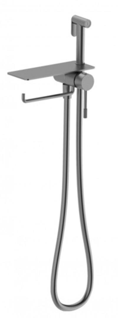 403052-G Смес. встра. с ГИГ. душем, полкой и держ. полотенца (ГРАФИТ) ViEiR (10/1шт)